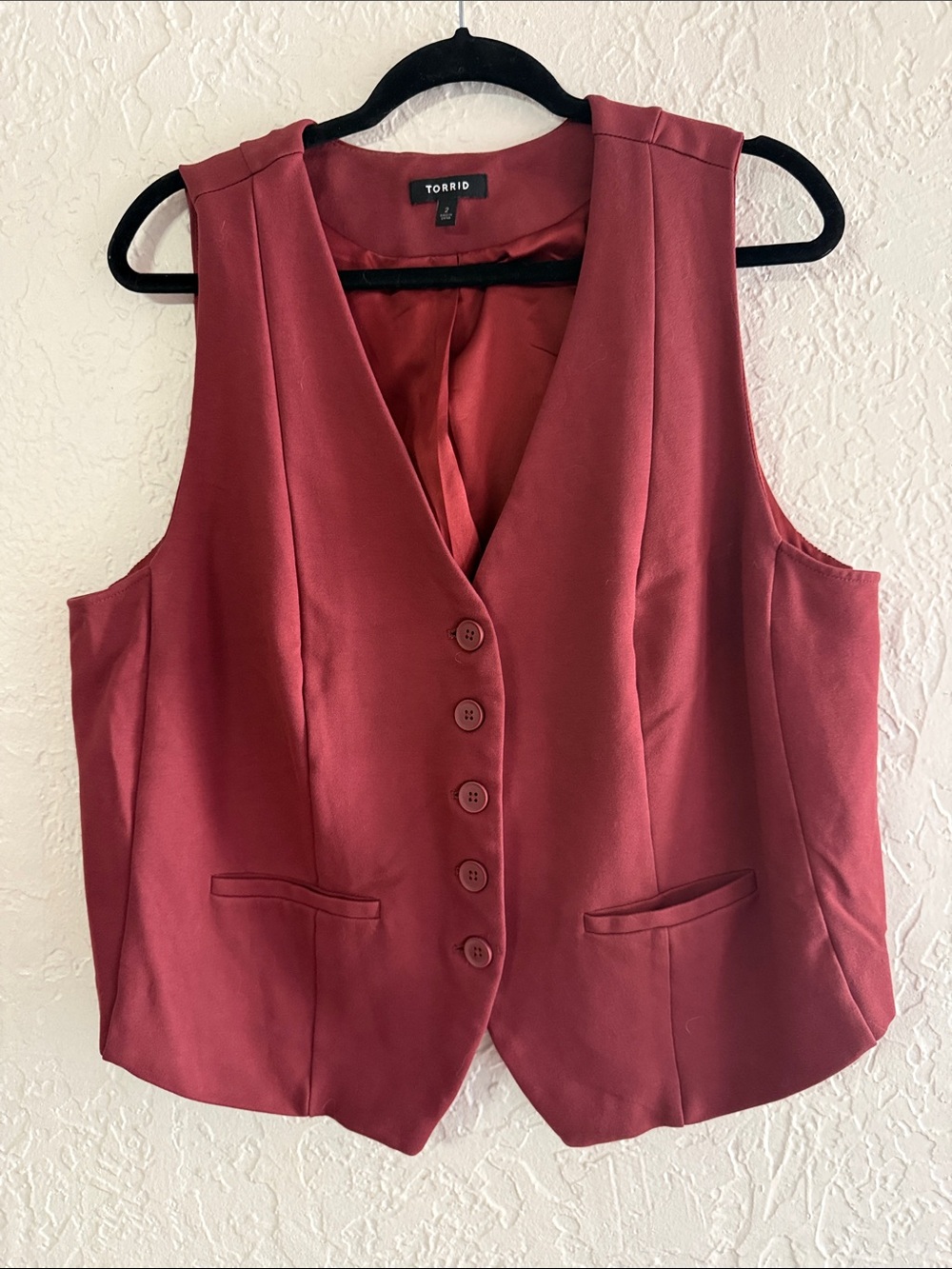 torrid Brick Red Button-Front Vest